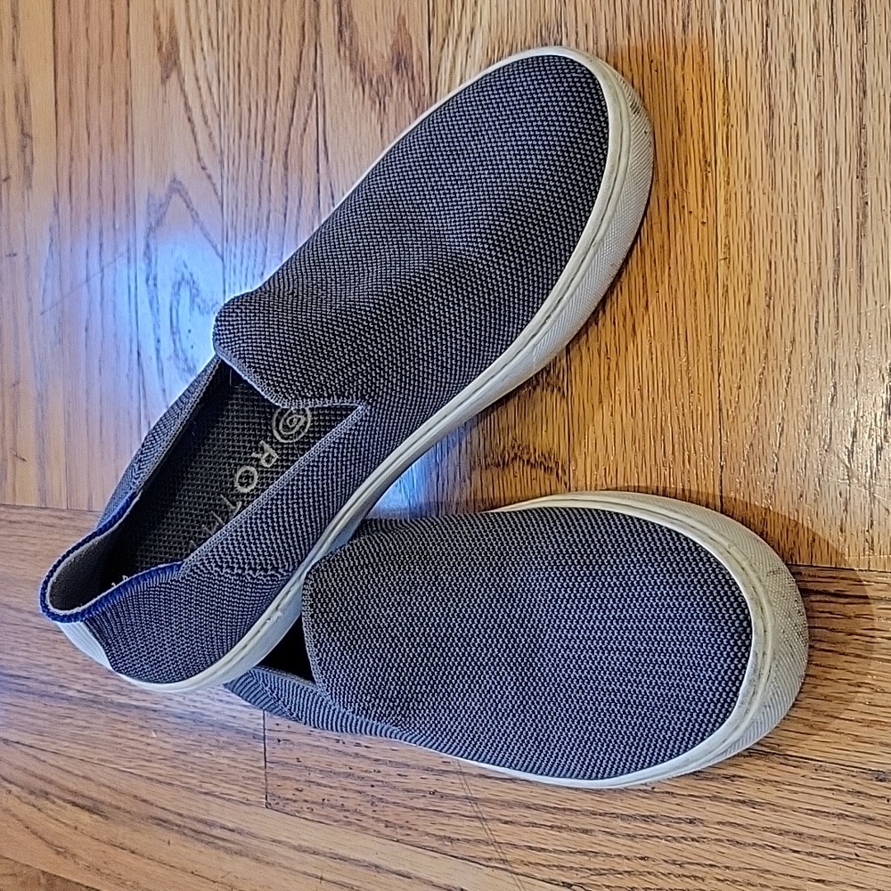 Rothy's Slip On Sneaker Shoe Grey Woven Knit Sz 7